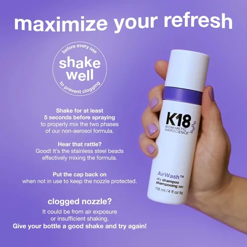 Miniatura 5 de K18 AirWash™ Dry Shampoo, Non-Aerosol, Balances Scalp & Controls Excess Oil Production