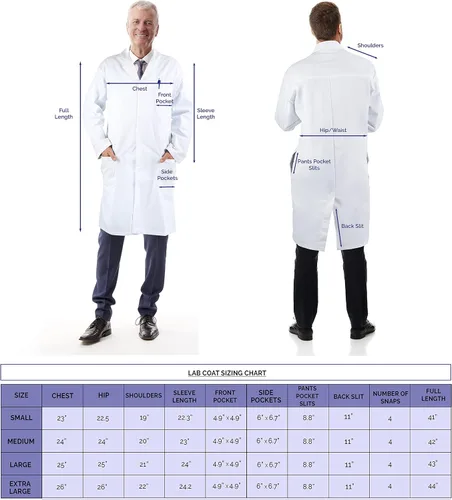 Miniatura 4 de Medvat bata de laboratorio de 41" de largo, calidad premium, cómoda y transpirable, unisex.