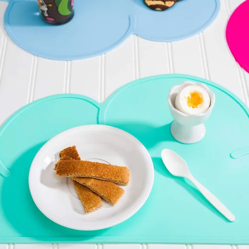 Miniatura 3 de Restaurantware Mantel individual de silicona con forma de nube para alimentos, color verde azulado, antideslizante, fácil de limpiar, protección