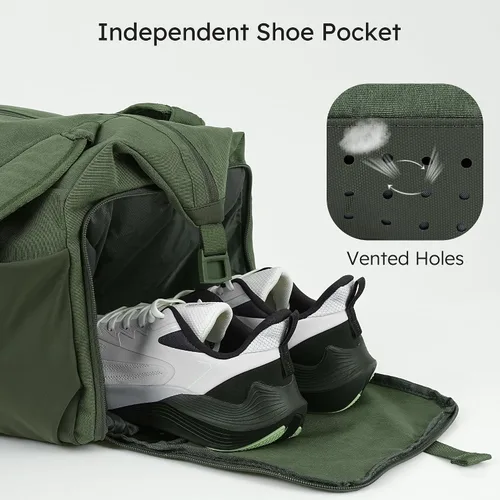 Miniatura 4 de Bolsa de gimnasio para hombre con compartimento para zapatos y bolsillo húmedo, bolsa de lona convertible y mochila de gimnasio, bolsas deportivas