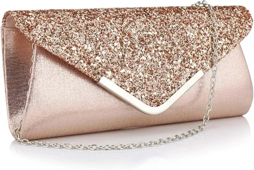 Vistatroy Bolso de noche con lentejuelas con purpurina para mujer bolso de mano para fiesta de novia