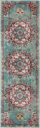 Miniatura 12 de Unique Loom Medici Collection - Alfombra tradicional de medallón floral vintage azul (2 pies 2 pulgadas x 3 pies)