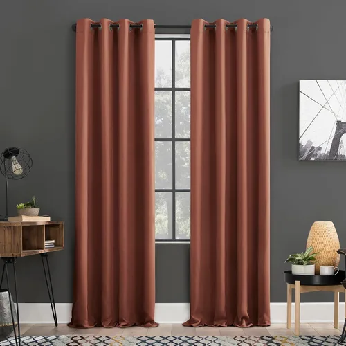 Sun Zero Soho - Juego de 2 paneles de cortinas opacas de eficiencia energética con ojales, 54 x 96 pulgadas, color terracota Terracota Orange