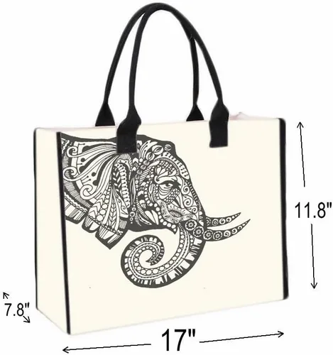 Miniatura 3 de Bolsas de lona grandes personalizadas, bolsas de playa reutilizables, regalos para mujeres, cumpleaños, con bolsillo interior, mandala