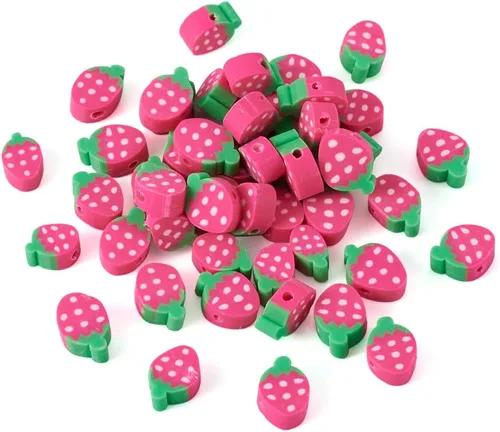 Miniatura 14 de Cuentas de arcilla polimérica hechas a mano con forma de fruta mixta, cuentas sueltas de color mixto, cuentas espaciadoras para hacer joyas
