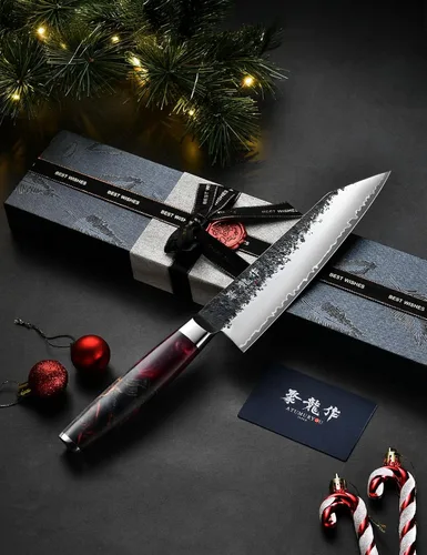 Miniatura 2 de Cuchillo de chef japonés con acero VG10, cuchillo Kiritsuke forjado a mano de 7 pulgadas, cuchillos de cocina afilados con 3 capas de acero