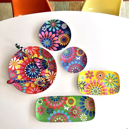 Miniatura 47 de French Bull Juego de 4 platos – Juego de 4 platos de ensalada de melamina de 9 pulgadas – Vajilla de melamina para interiores y exteriores – Foli