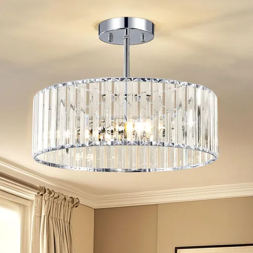 Miniatura 12 de Lámpara de techo semiempotrada de cristal dorado moderna, lámpara de pasillo moderna de montaje semiempotrado, lámpara de techo de metal cercana al