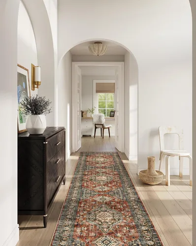 Miniatura 11 de Lahome Alfombra oriental lavable de área pequeña, 2 x 3 pies, para entrada, cocina, ultra fina, suave, tapete antideslizante para puerta de Azul