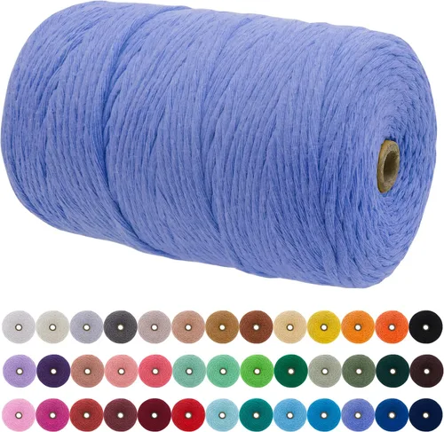 Miniatura 120 de JeogYong Cordón de macramé de un solo hilo 2mm x 164 yardas (492 pies) Cuerda de algodón suave, hilo de macramé 2 mm, suministros de macramé