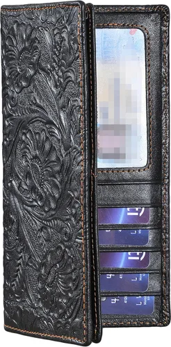 Miniatura 5 de Cartera larga de cuero genuino para mujer