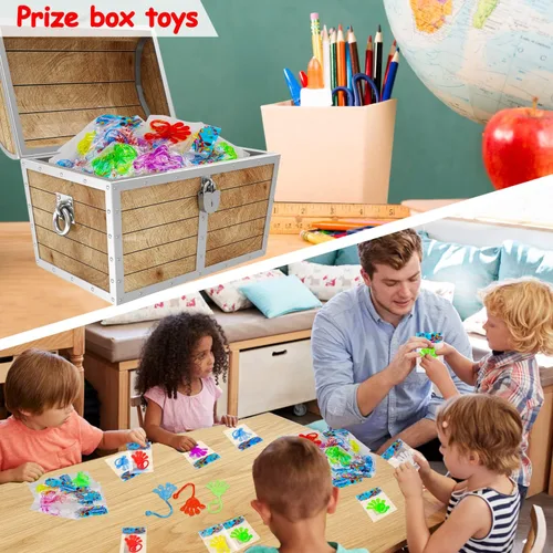 Miniatura 4 de 40 unidades de manos adhesivas para niños, bolsa de regalo, bolsa de regalo elástica, caja de tesoros de intercambio de juguetes, premio de aula