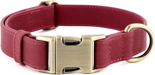 Miniatura 9 de Collar de cuero genuino para perro Plutus Pet – Collar ajustable para mascotas con hebilla de metal de liberación rápida, cuero suave y auténtico