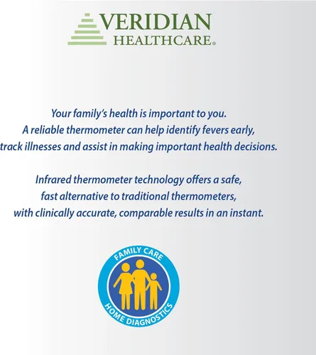 Miniatura 9 de Veridian Healthcare Termómetro infrarrojo sin contacto para la frente Sin contacto Mediciones corporales y de objetos Resultados instantáneos