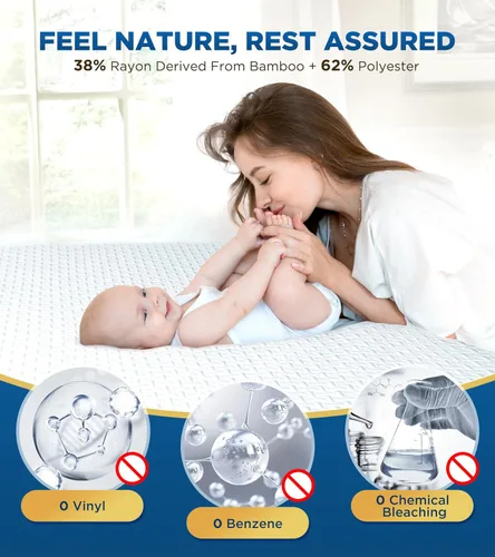 Miniatura 3 de Protector de colchón premium 100% impermeable Twin XL, tela de aire 3D transpirable y refrescante, cubierta de colchón suave e hipoalergénica sin