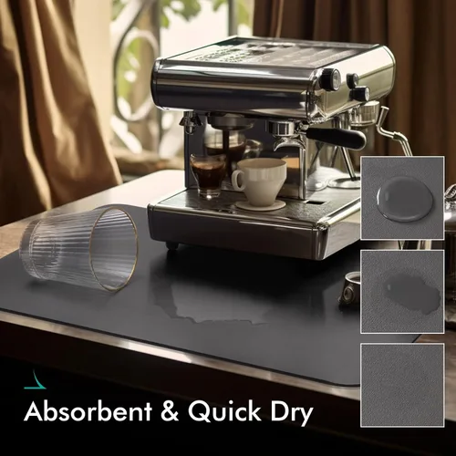 Miniatura 3 de LIMNUO Tapete de café de goma para ocultar manchas, alfombrilla para cafetera para encimeras, absorbente con respaldo para secado de platos para Gris