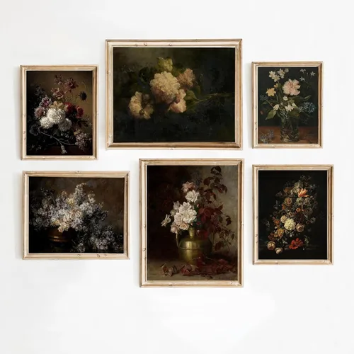 Miniatura 8 de Juego de 6 arte de pared de flores de acuarela con diseño botánico de flores silvestres, arte de pared en lienzo neutro bohemio, impresiones