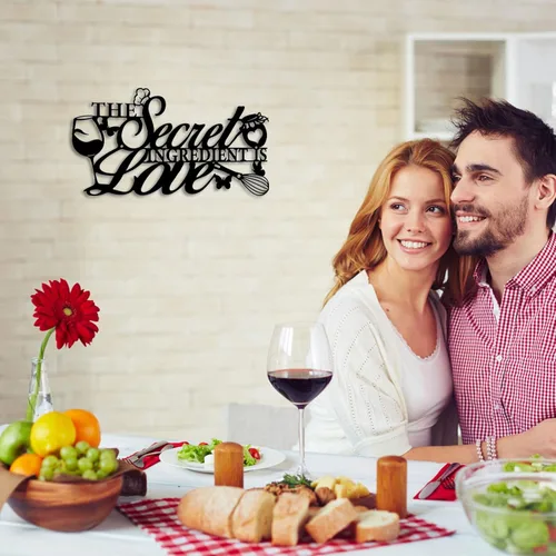 Miniatura 4 de Letrero de metal con texto en inglés "The Secret Ingredient is Love", decoración de pared de granja, comedor, cocina, regalo de inauguración