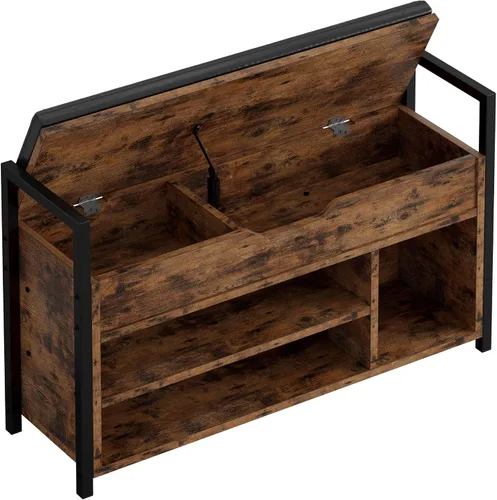 Miniatura 10 de IRONCK Banco de almacenamiento de zapatos, banco de entrada con caja de almacenamiento con tapa abatible, banco de metal y tablero para entrada