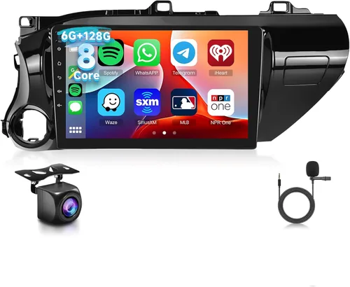 [6G + 128G] Radio de coche de 8 núcleos para Toyota Hilux 2015-2020 Android estéreo de coche con Bluetooth GPS, pantalla táctil Hodozzy de 10.1