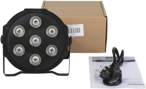 Miniatura 9 de Aleación de aluminio Led Flat Stage Par 7x18W Luces de escenario DJ con control Dmx512 RGBWA UV 6in1 luces, bueno para escenarios de DJ, clubes