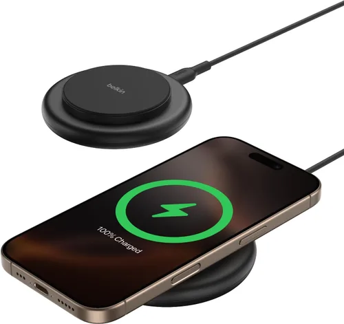 Miniatura 9 de Belkin Almohadilla de carga inalámbrica magnética de 15 W, cargador inalámbrico con certificación Qi2 compatible con MagSafe para iPhone 16 Series