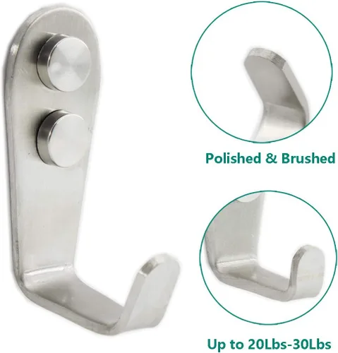 Miniatura 4 de Ganchos de acero inoxidable para colgar toallas, llaves, sombreros, ganchos de pared para cocina y baño, ganchos para interiores y exteriores