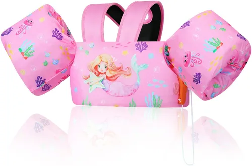 Moko Banda de natación para niños de 20-30-50 libras, bonito chaleco de natación de dibujos animados para niños pequeños, flotadores de piscina con