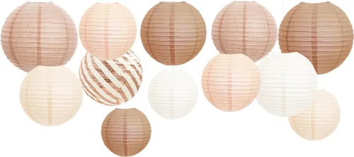 NICROHOME EUR Decoraciones de despedida de soltera, 12 linternas rústicas de papel para colgar en color blanco cremoso para decoración de boda,
