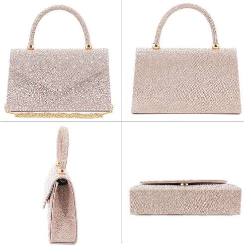 Miniatura 3 de Naimo Bolso de mano de cristal brillante con asa superior bolso de hombro cruzado para boda fiesta novia