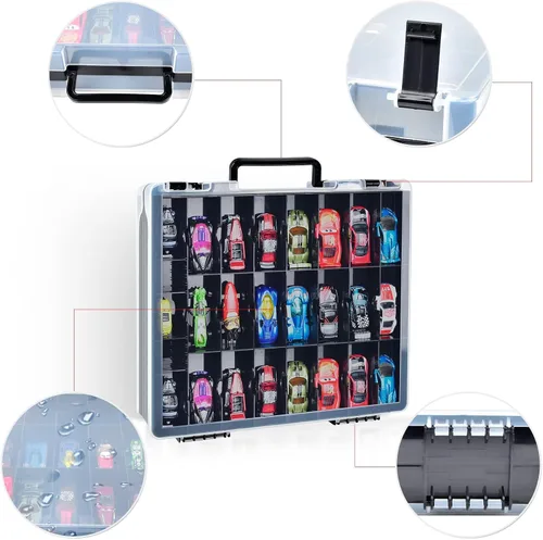 Miniatura 3 de FULLCASE Organizador de juguetes de almacenamiento compatible con Hot Wheels Car, contenedor para coches Matchbox, mini juguetes, muñecas pequeñas