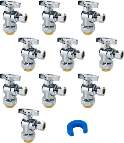 Miniatura 18 de SUNGATOR Paquete de 12 válvulas de parada angular, válvula de cierre de agua en ángulo de compresión de 1/2 x 3/8 pulgadas, cierre de agua