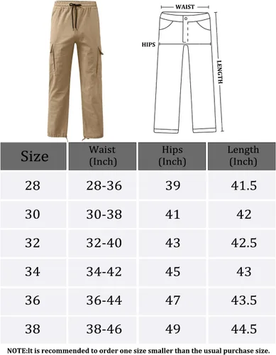 Miniatura 7 de HUNGSON Pantalones cargo casuales para hombre, pantalones de senderismo, pantalones atléticos, de algodón, holgados, rectos, para hombre