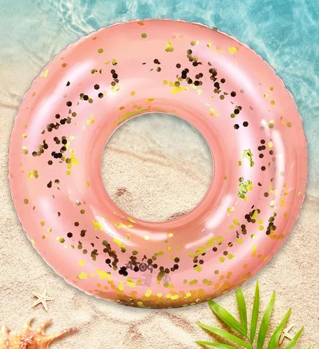Miniatura 7 de POZA Flotador de Tubo Inflable para Piscina – Anillo de natación de confeti brillante, Tubo Inflable de Servicio Pesado Resistente a los Rayos UV