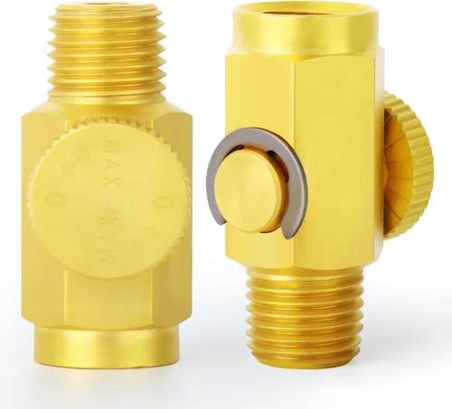 Miniatura 2 de TAISHER 2 piezas de latón compresor de aire accesorios herramienta de control, válvula reguladora de flujo de aire en línea 1/4 "NPT macho x 1/4