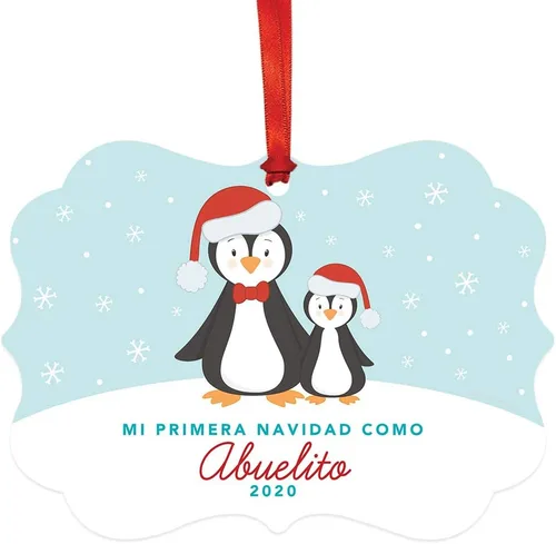 Miniatura 11 de Andaz Press Adorno de recuerdo de Navidad con marco de fantasía de familia española, Nuestra Primera Navidad Como UNA Familia De Tres 2024, Familia