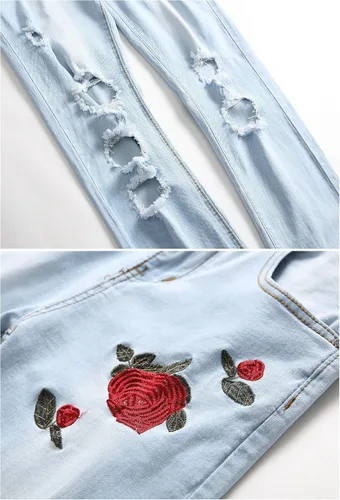 Miniatura 4 de Fredd Marshall - Pantalones de mezclilla ajustados para hombres, son elásticos y de diseño rasgado