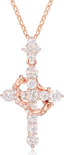 Miniatura 15 de YIMERAIRE Collar de Cruz Corona de Moissanita Mejorado Oro Vermeil de 14K 1.1 Quilates Delicado Helado Joyería de Cruz de Fe Cristiana Plata de Ley