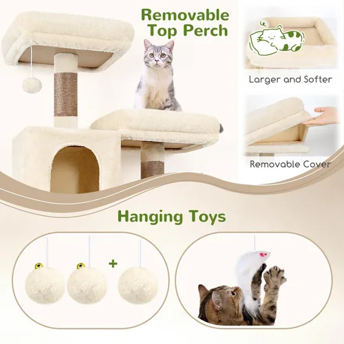 Miniatura 4 de Globlazer - Torre para gatos de 76 pulgadas, mueble multinivel extra alto con acogedores condominios, hamaca y posaderos para gatos adultos