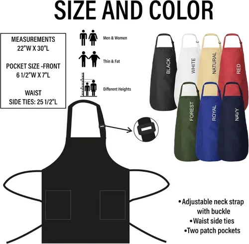 Miniatura 7 de ROKO CLOTHING Delantal de chef personalizado, diseño personalizado, delantal de cocina con dos bolsillos y correa ajustable para mujeres y hombres