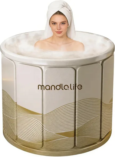 Bañera portátil para adultos, bañera plegable independiente para ducha, bañera de hielo caliente con material grueso multicapa para mantener la