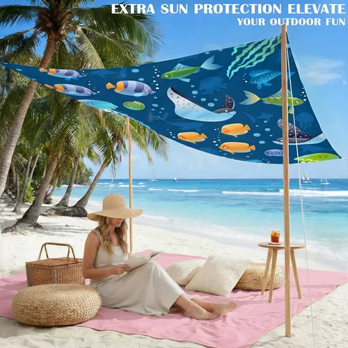 Miniatura 48 de Famstar Beach Blanket Oversized Extra Large 78"X81"/10'X9',Waterproof Sandproof Beach Blanket 2-8 Adults Lightweight Durable for Travel Camping