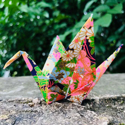 Miniatura 3 de 100 grúas de papel de origami japonesas prefabricadas, grúas de origami plegadas, hechas a mano, grúas de papel Yuzen, guirnaldas para fiestas
