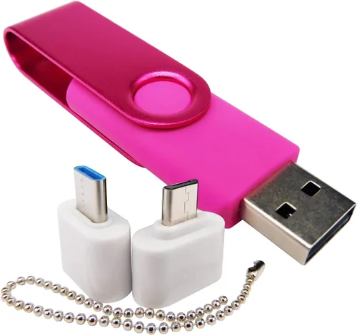 Miniatura 10 de Mini unidad flash USB de capacidad con 1 OTG (Micro USB) y 1 adaptador tipo C (USB-C) para teléfono móvil (naranja, 128 MB)