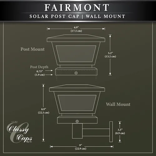 Miniatura 8 de Classy Caps Fairmont - Tapa solar para poste y lámpara de pared, se adapta a postes de cubierta y valla de 3.5 x 3.5 pulgadas, 4 x 4 pulgadas y 5 x