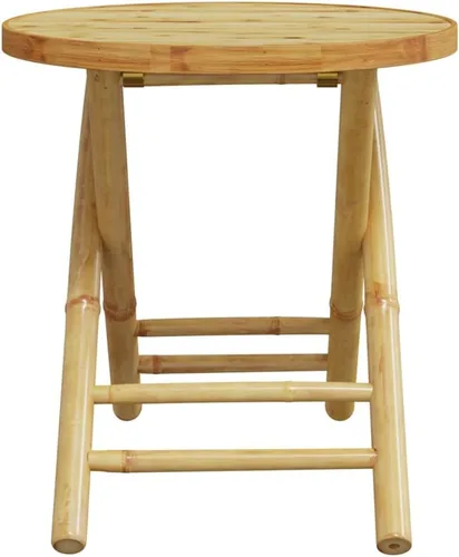 Miniatura 6 de Juego de 3 piezas de bistró de bambú para exteriores, mesa de jardín plegable y 2 sillas, balcón pequeño, porche, patio trasero, juego