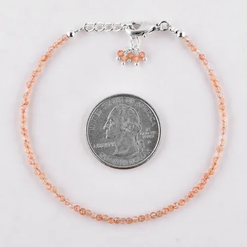 Miniatura 84 de Natural Gemstone Micro Round Beads Dainty Choker Bangle Bracelet, Handmade Jewelry for Women, Healing Chakra Crystals Silver Plated Chain 8 inch