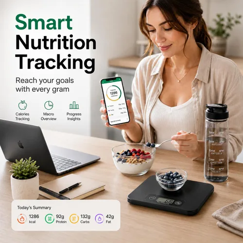 Miniatura 8 de URAMAZ Báscula de alimentos con calculadora nutricional, báscula digital de alimentos para báscula de cocina gramos y onzas, báscula inteligente