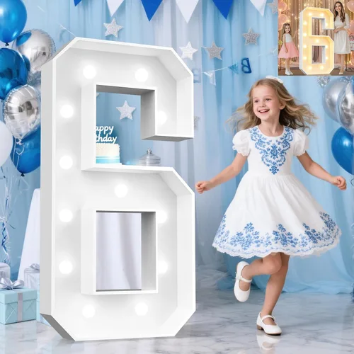 Miniatura 78 de Pooqla Letras de marquesina iluminadas de 3 pies, letras de marquesina con luz LED blanca fría y blanca cálida, letras de mosaico gigante para Letra