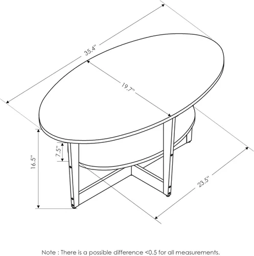 Miniatura 3 de Furinno - Mesa de café, 1 paquete, color nogal Columbia/negro Columbia Nogal/Negro